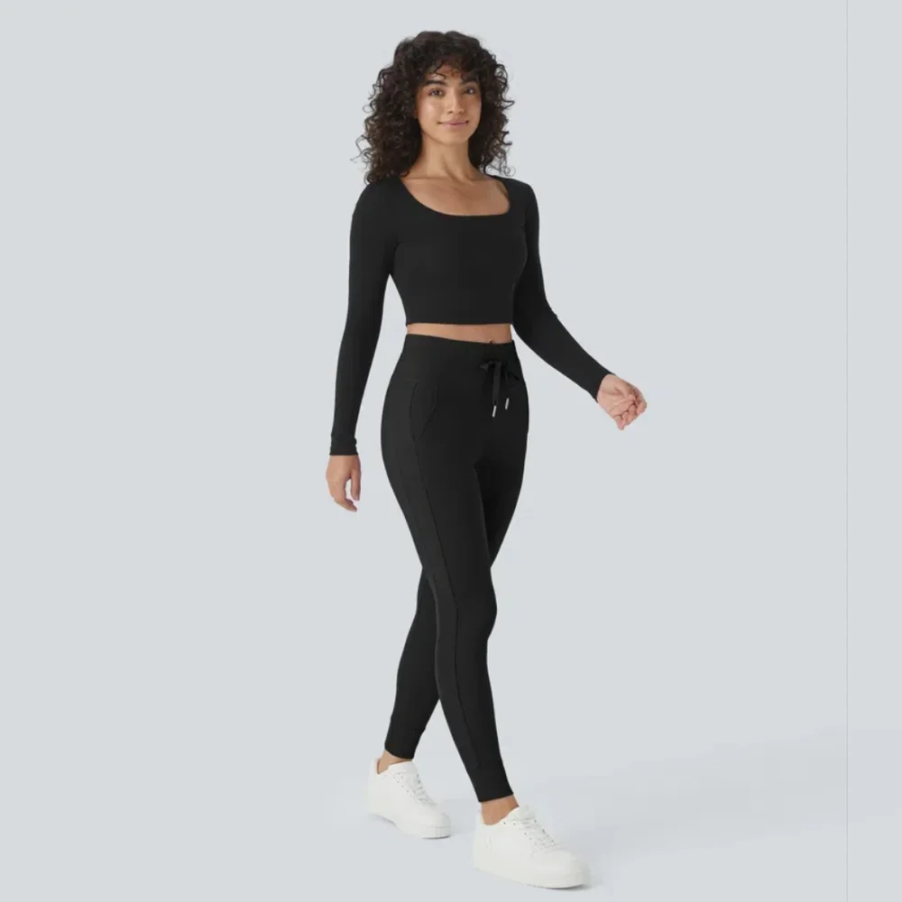 HALARA Softlyzero Plush High Waisted Drawstring Joggers Black Small Tall - Picture 1 of 8